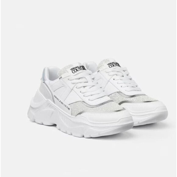 Versace Jeans Couture Logo Speedtrack Sneakers White Glitter Size US 5 - Picture 1 of 13